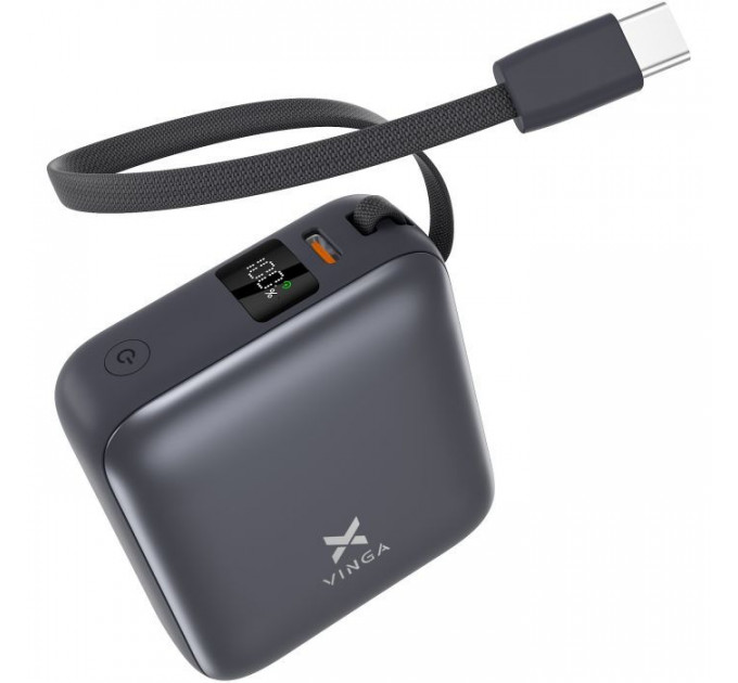 Батарея универсальная Vinga 10000 mAh 35W Display Cable (VPBB1035C)