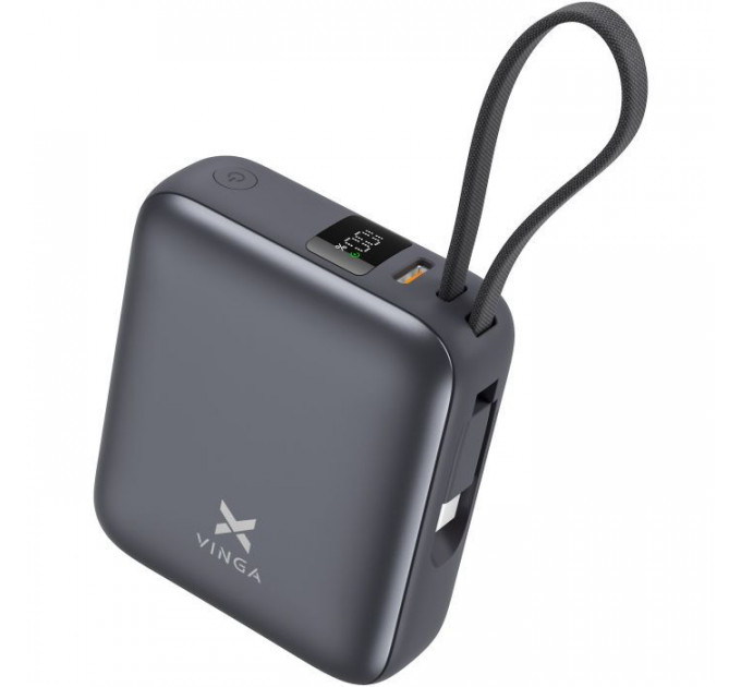 Батарея универсальная Vinga 10000 mAh 35W Display Cable (VPBB1035C)