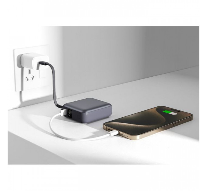 Батарея универсальная Vinga 10000 mAh 35W Display Cable (VPBB1035C)