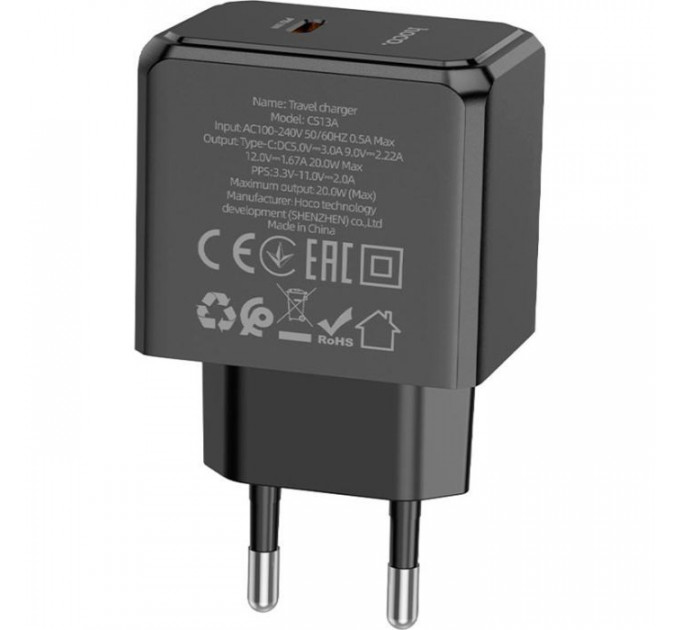 Зарядний пристрій HOCO CS13A Ocean USB-C PD20W Black (6942007603805)