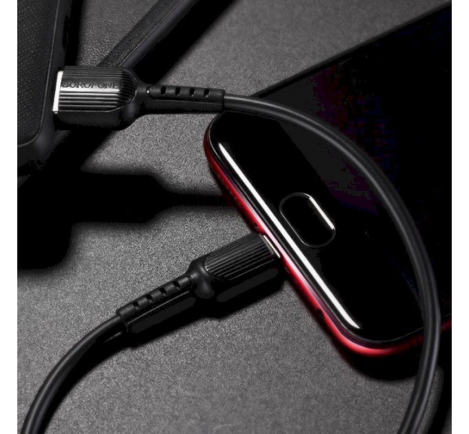 Дата кабель USB 2.0 AM to Micro 5P 1.0m 2A PVC BX16 black BOROFONE (6957531099499)