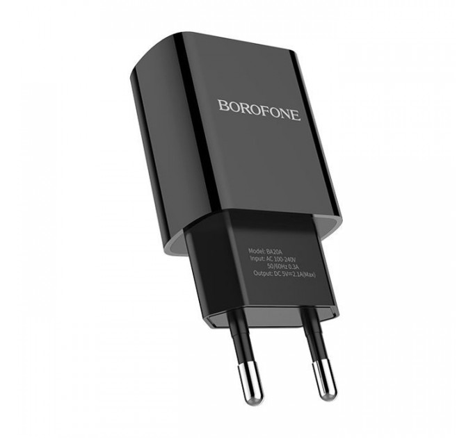 Зарядний пристрій BOROFONE BA20A Sharp USB + cable USB to Micro 5P 10.5W Black (6931474702135)