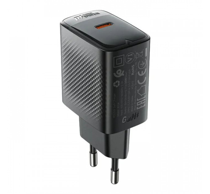 Зарядний пристрій Acefast A104 USB-C PD25W GaN Black (6974316283355)
