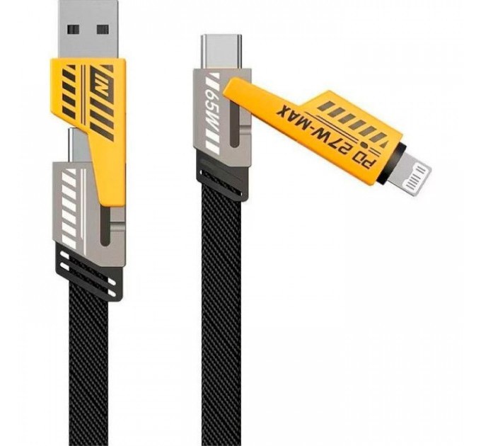 Дата кабель USB-C + USB-A to Lightning+USB-C 1.0m 65W X207 black WUW (6972573336524)