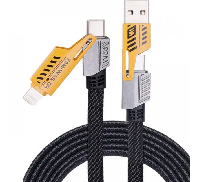 Дата кабель USB-C + USB-A to Lightning+USB-C 1.0m 65W X207 black WUW (6972573336524)