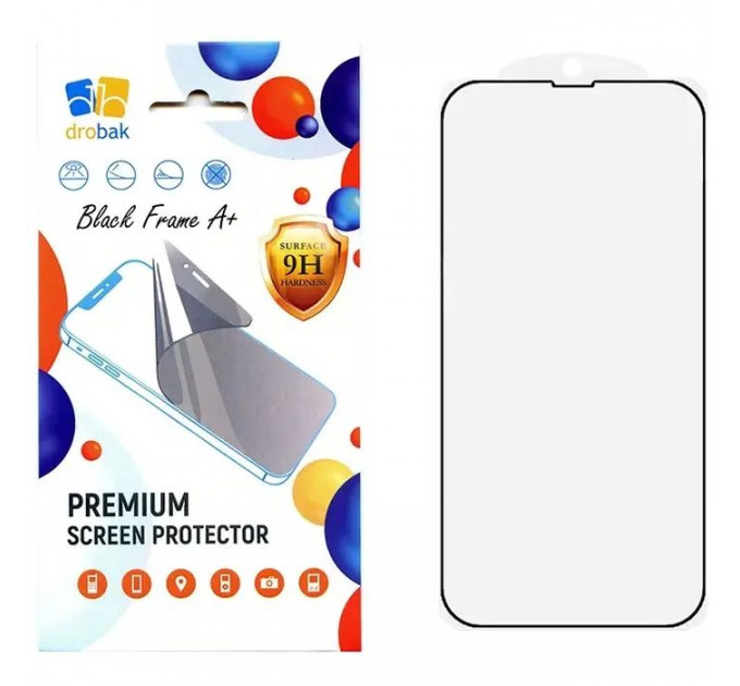 Скло захисне Drobak Apple iPhone 16e Black Frame A+ (383876)