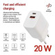 Зарядное устройство EMOS V02G20 1xUSB-A+1xUSB-C PD20W GaN (V02G20)