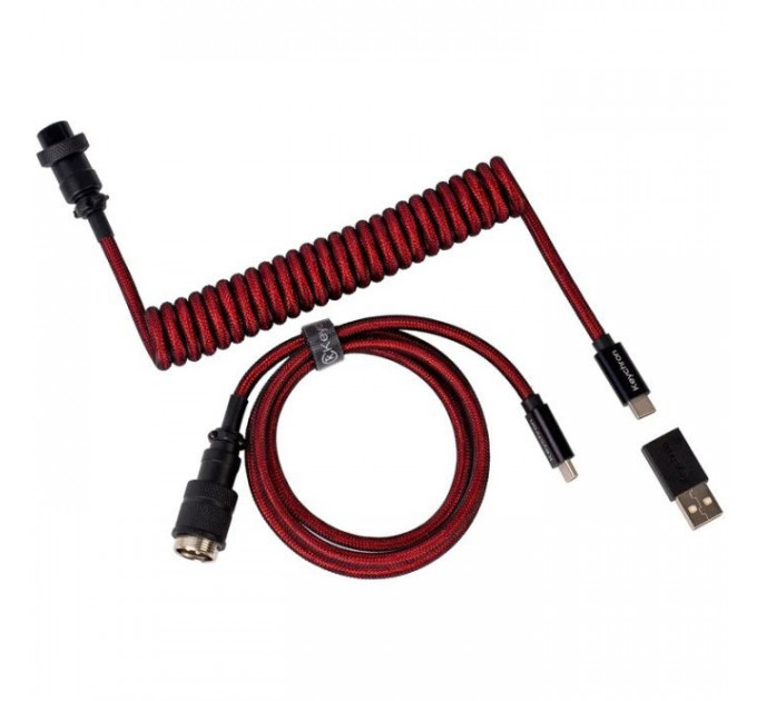 Дата кабель USB 2.0 AM to USB-C 1.08m Premium Coiled Aviator Straight red Keychron (CAB2_KEYCHRON)