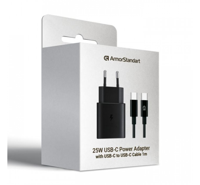 Зарядний пристрій Armorstandart AR-TA800 25W USB-C + cable USB-C to USB-C black (ARM77720)