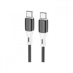 Дата кабель USB-C to USB-C 1.0m 3A 60W silicone black BOROFONE (6974443384802)