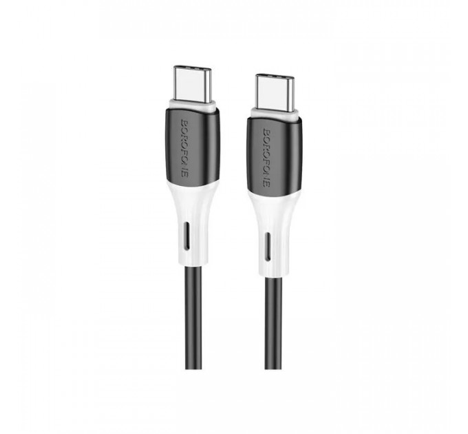 Дата кабель USB-C to USB-C 1.0m 3A 60W silicone black BOROFONE (6974443384802)