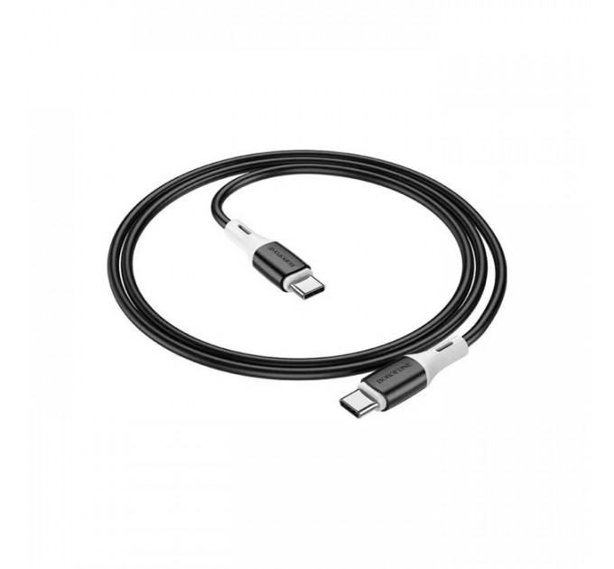 Дата кабель USB-C to USB-C 1.0m 3A 60W silicone black BOROFONE (6974443384802)