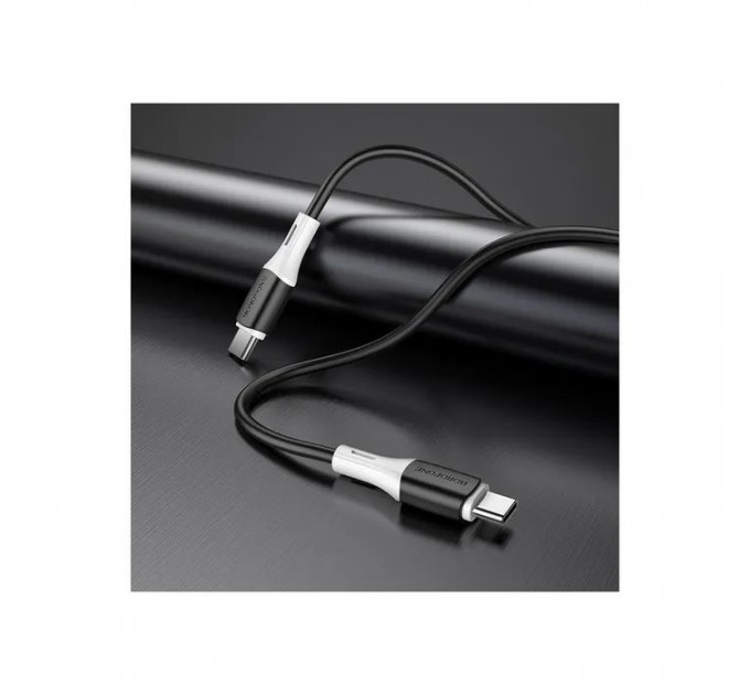 Дата кабель USB-C to USB-C 1.0m 3A 60W silicone black BOROFONE (6974443384802)