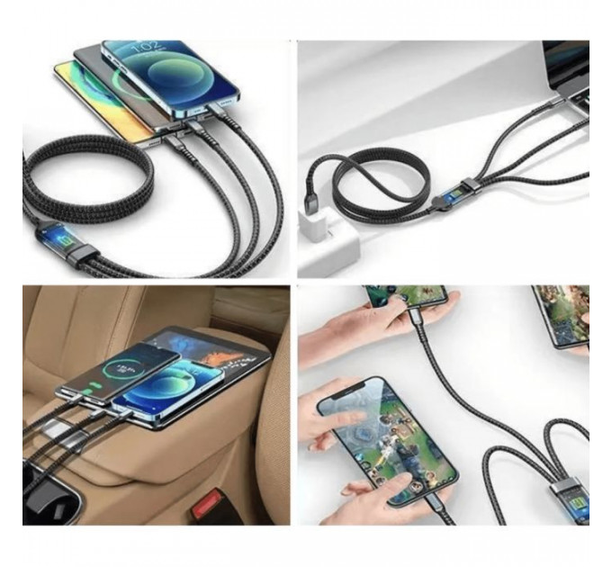 Дата кабель USB 2.0 AM to Lightning + Micro 5P + USB-C 1.2m 100W nylon black XoKo (SC-3100)
