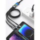 Дата кабель USB 2.0 AM to Lightning + Micro 5P + USB-C 1.2m 100W nylon black XoKo (SC-3100)
