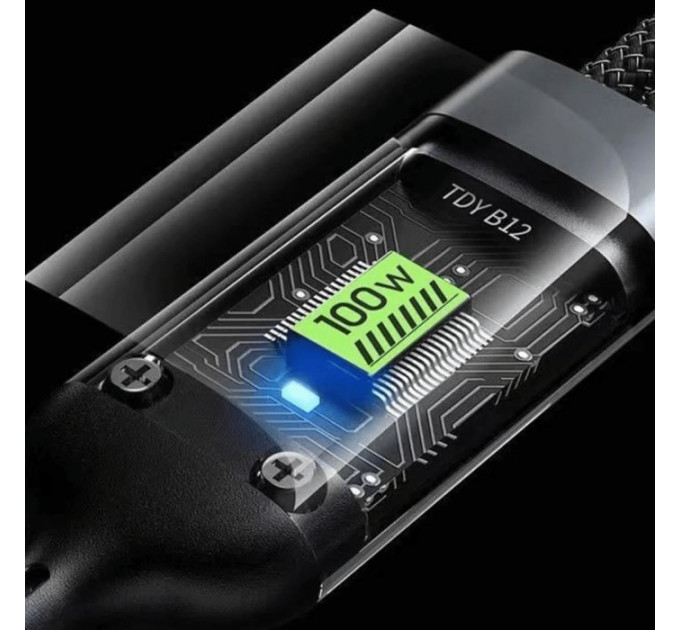 Дата кабель USB 2.0 AM to Lightning + Micro 5P + USB-C 1.2m 100W nylon black XoKo (SC-3100)