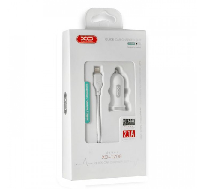 Зарядний пристрій XO 2xUSB 2.1A + cable USB to Lightning white (TZ08-L-WH)