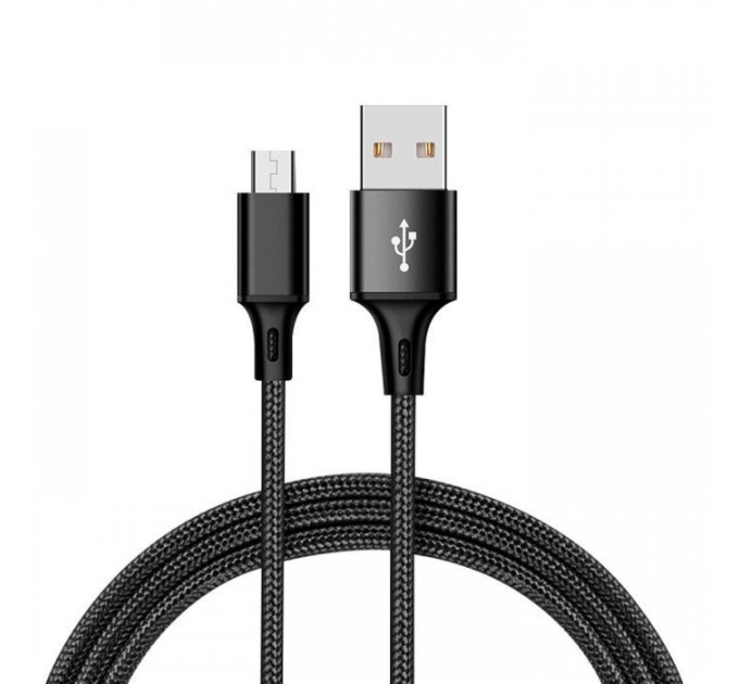 Дата кабель USB 2.0 AM to Micro 5P 2.0m 1.5A braided black XO (NB143-M2-BK)