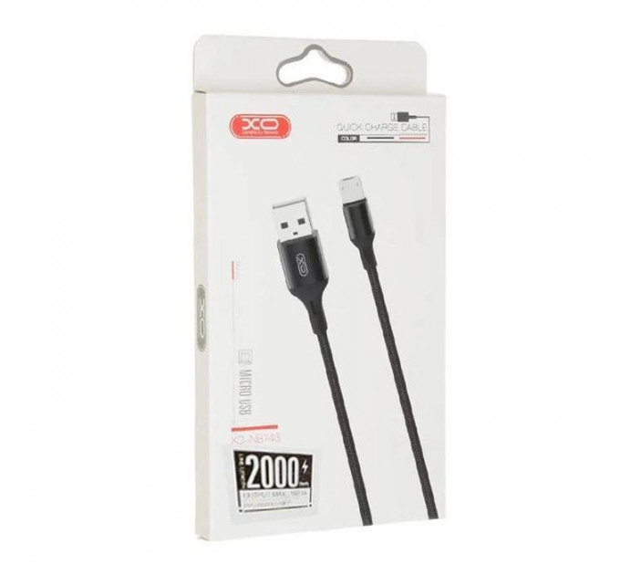 Дата кабель USB 2.0 AM to Micro 5P 2.0m 1.5A braided black XO (NB143-M2-BK)