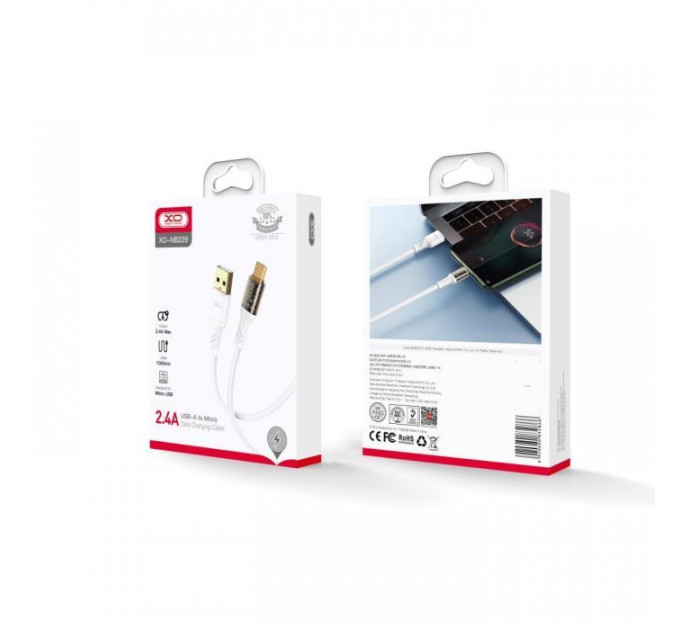 Дата кабель USB 2.0 AM to Micro 5P 1.0m 2.4A white XO (NB229-M-1-WH)