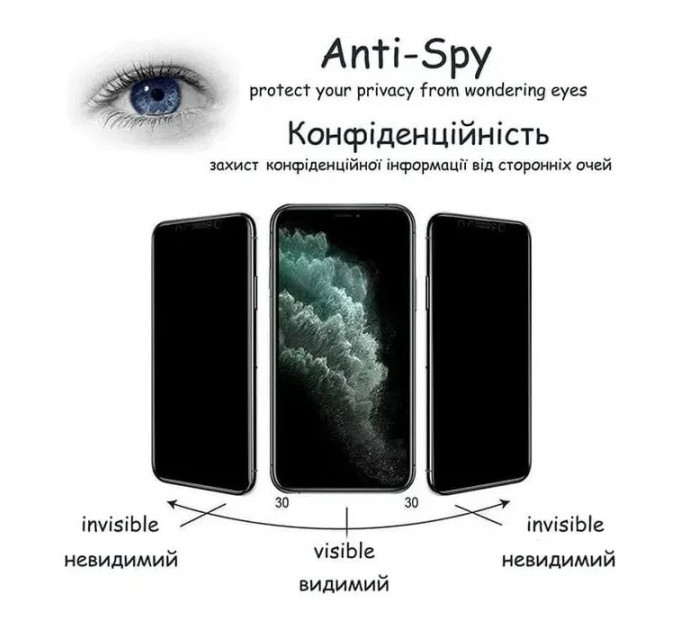 Скло захисне Drobak Anty Spy Apple iPhone 17 Pro (333352)