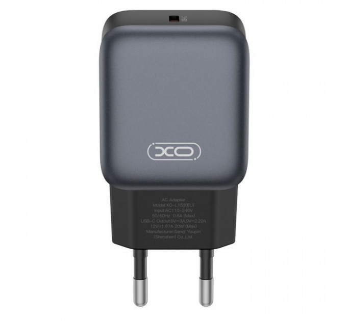 Зарядное устройство для XO USB-C PD20W black (L153_Black) Зарядное устройство для XO USB-C PD20W black (L153_Black)