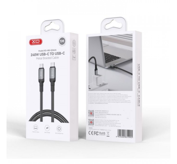 Дата кабель USB-C to USB-C 1.0m 240W black XO (NBQ264A_С_Black)