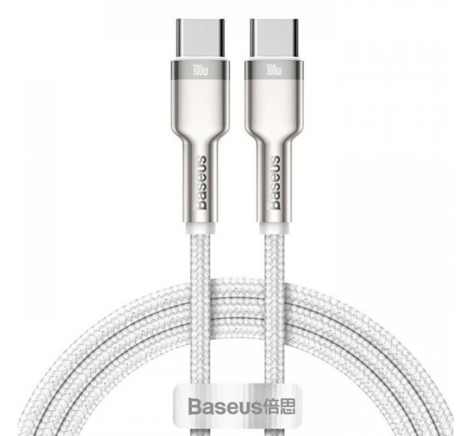 Дата кабель USB-C to USB-C 1.0m 100W metal white Baseus (CATJK-C02)