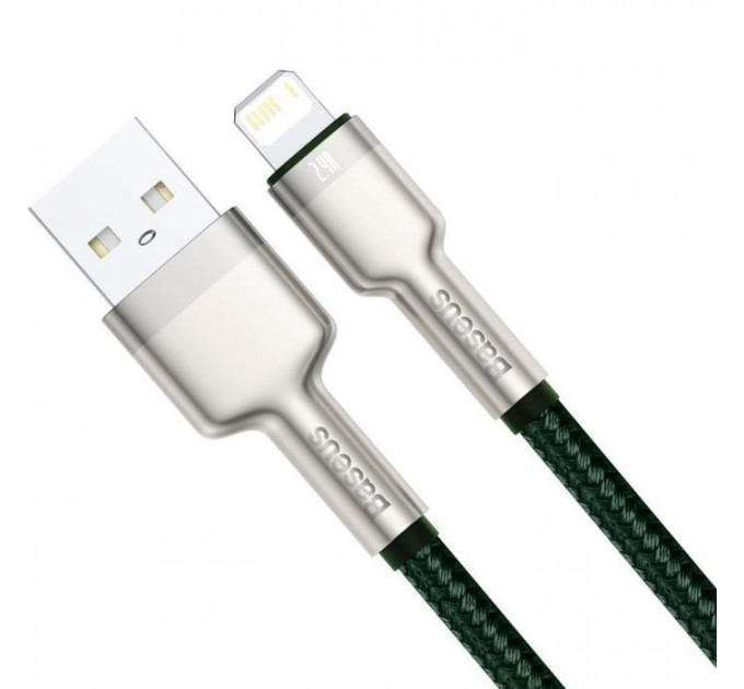 Дата кабель USB 2.0 AM to Lightning 2.0m 2.4A metal green Baseus (CALJK-B06)