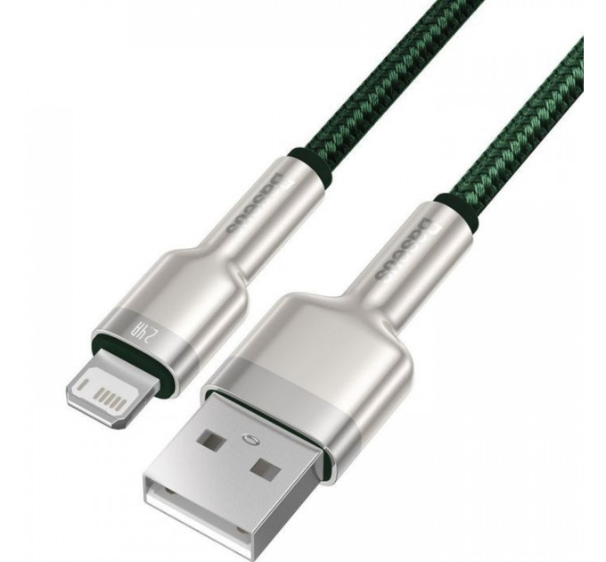 Дата кабель USB 2.0 AM to Lightning 2.0m 2.4A metal green Baseus (CALJK-B06)