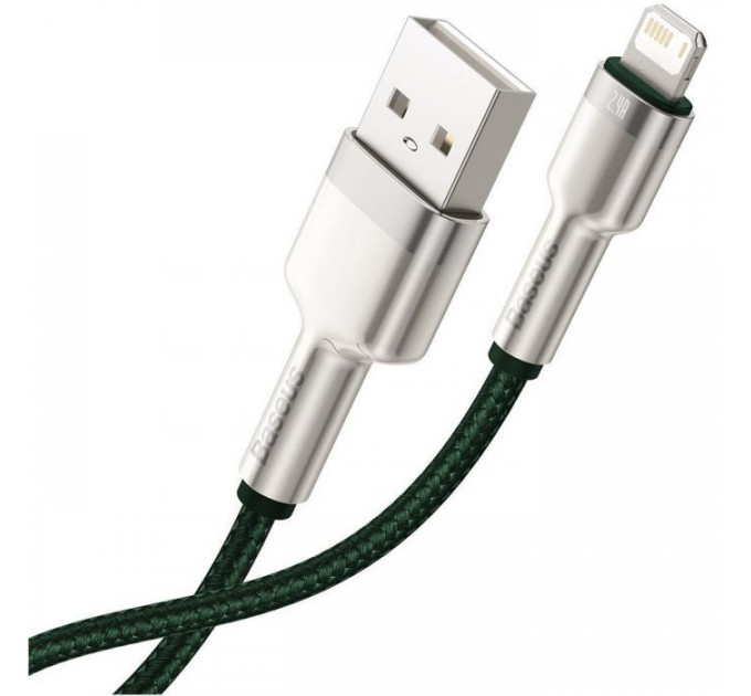 Дата кабель USB 2.0 AM to Lightning 2.0m 2.4A metal green Baseus (CALJK-B06)