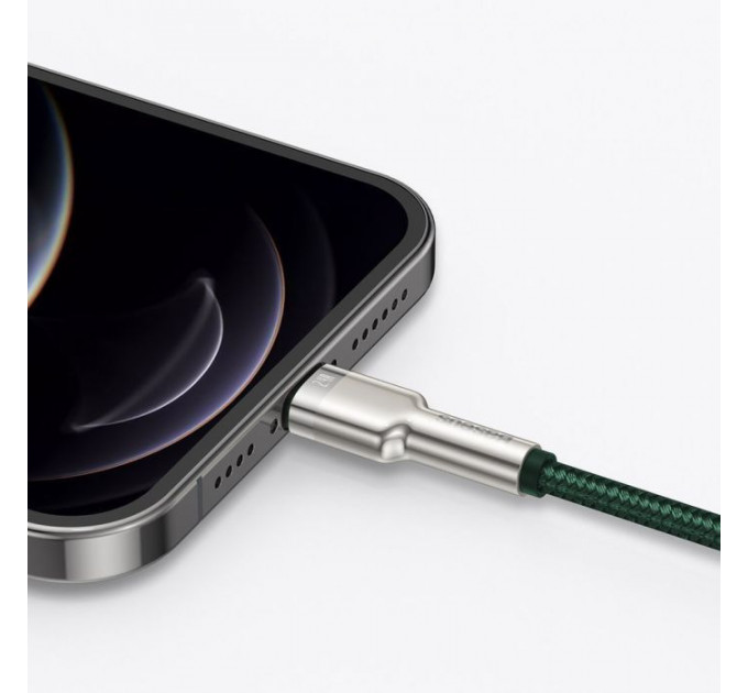 Дата кабель USB 2.0 AM to Lightning 2.0m 2.4A metal green Baseus (CALJK-B06)