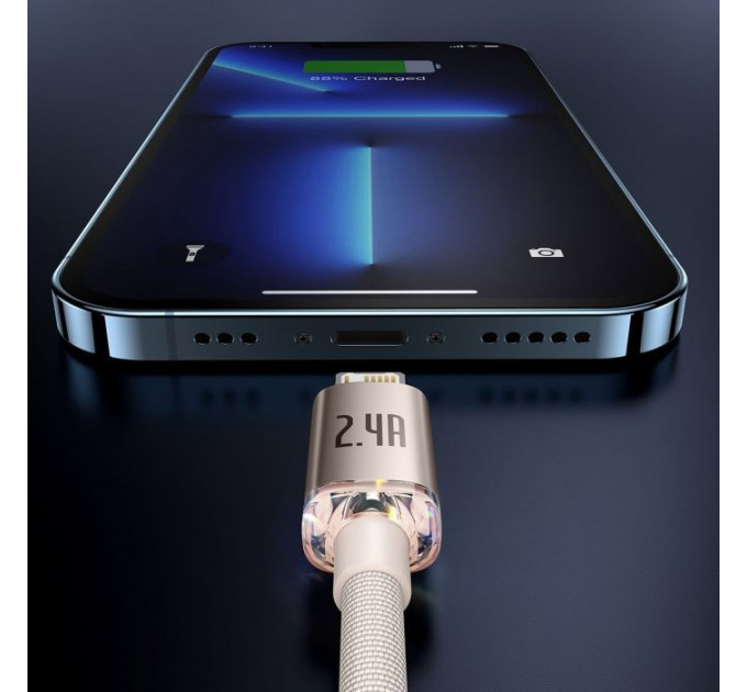 Дата кабель USB 2.0 AM to Lightning 1.2m 2.4A pink Baseus (CAJY001104)
