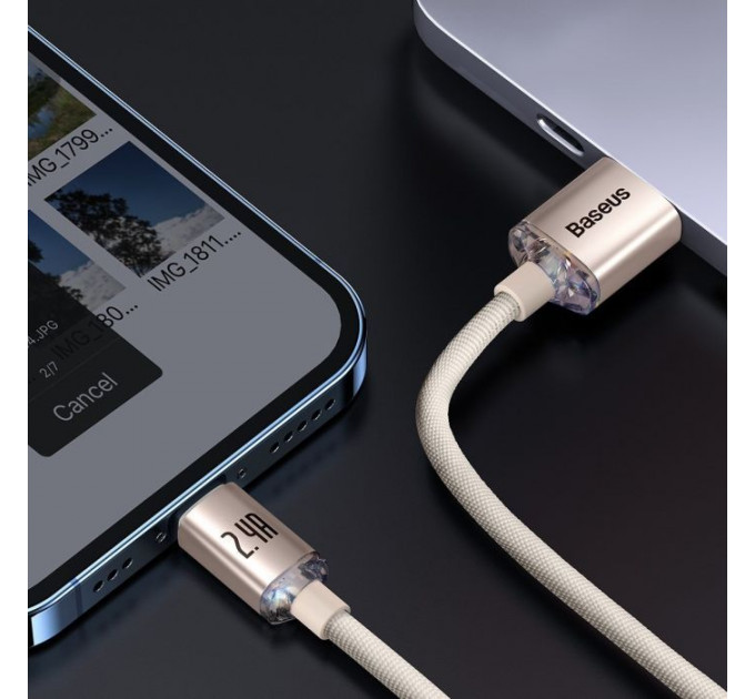 Дата кабель USB 2.0 AM to Lightning 1.2m 2.4A pink Baseus (CAJY001104)