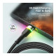Дата кабеля USB 2.0 AM to USB-C 0.5m 3A LED black Essager (EXCT-XCDB01)