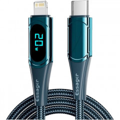 Дата кабель USB-C to Lightning 2.0m 20W Digital Display blue Essager (EXCTL-YDA03)
