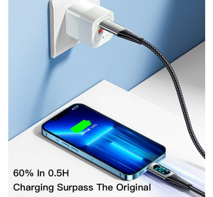 Дата кабеля USB-C to Lightning 2.0m 20W Digital Display blue Essager (EXCTL-YDA03)