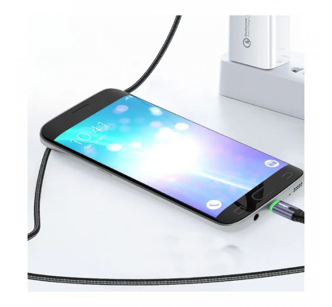 Дата кабель USB 2.0 AM to USB-C 2.0m 3A LED black Essager (EXCT-XGA0G)