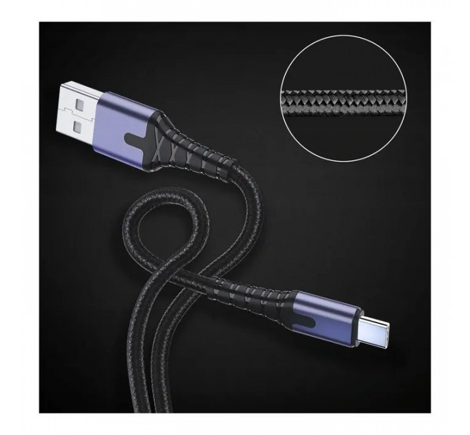 Дата кабель USB 2.0 AM to USB-C 2.0m 3A LED black Essager (EXCT-XGA0G)