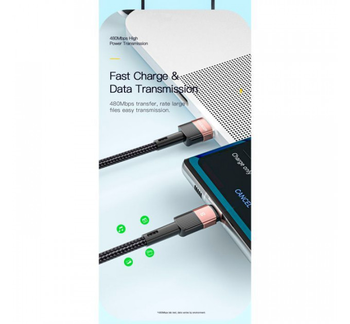 Дата кабель USB 2.0 AM to USB-C 3.0m 7A black Essager (EXCT-XCC01)