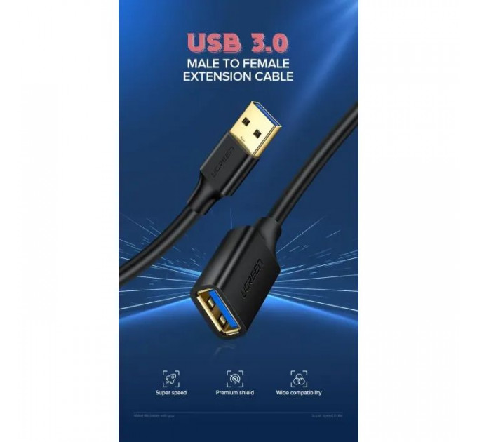 Дата кабель USB 3.0 AM\/AF 1.0m US129 black Ugreen (10368)