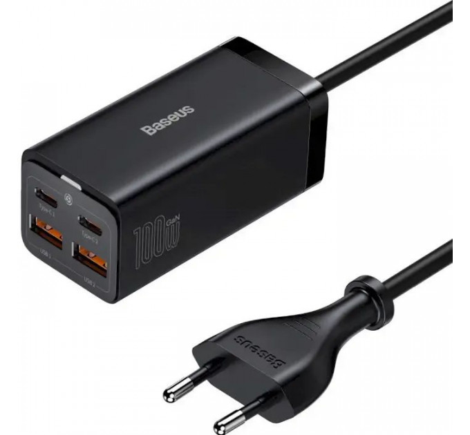 Зарядний пристрій Baseus 2xUSB-C 100W + 2xUSB GaN black (CCGP000101)