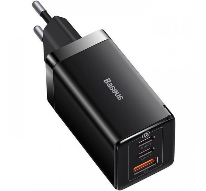 Зарядний пристрій Baseus 2xUSB-C 65W + 1xUSB GaN + cable USB-C to USB-C 100W 1.0m black (CCGP120201)