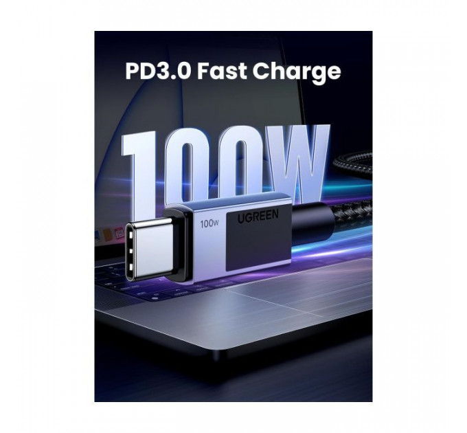 Дата кабель USB-C to USB-C 3.0m 100W L512 gray Ugreen (45065)