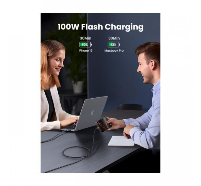 Дата кабель USB-C to USB-C 3.0m 100W L512 gray Ugreen (45065)