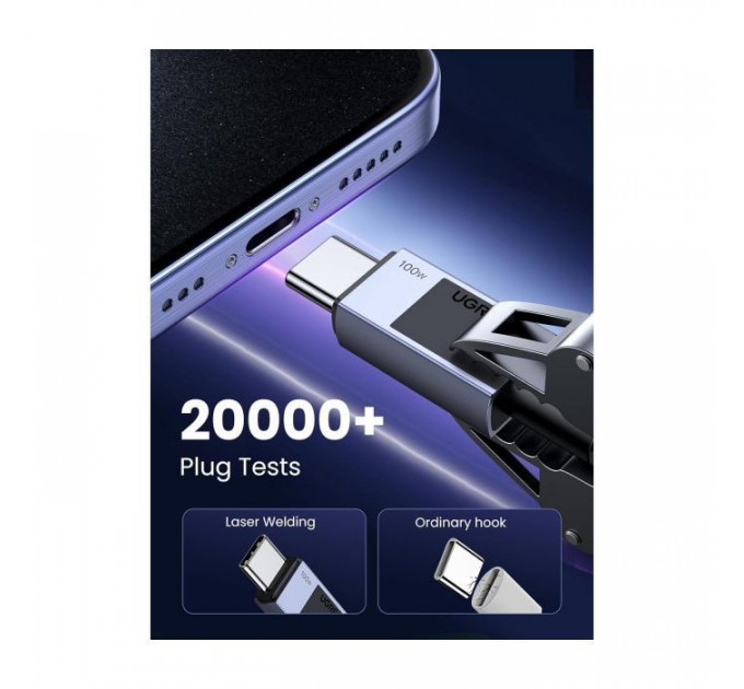 Дата кабель USB-C to USB-C 3.0m 100W L512 gray Ugreen (45065)