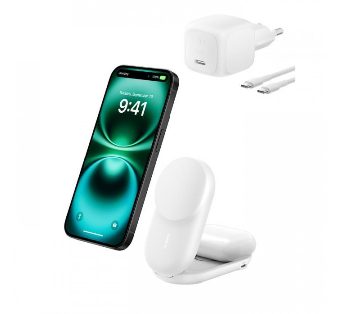 Зарядний пристрій Belkin UltraCharge Wireless 2-in-1 25W white (WIZ039KQWH)