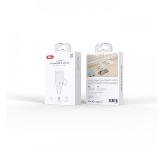Зарядное устройство XO 1xUSB-C PD30W GaN + cable USB-C to USB-C (XO-QC17)