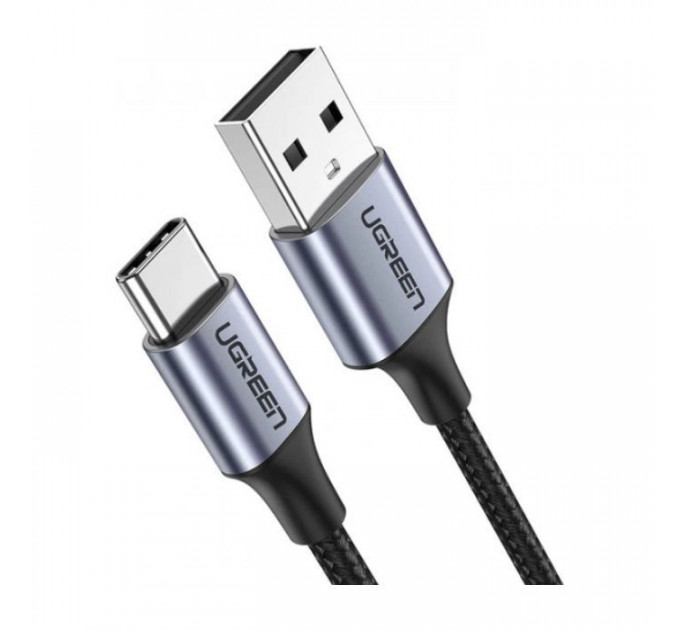 Дата кабель USB 2.0 AM to USB-C 0.25m 3A aluminum braid nickel plating black Ugreen (60124)