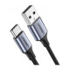 Дата кабель USB 2.0 AM to USB-C 0.25m 3A aluminum braid nickel plating black Ugreen (60124)